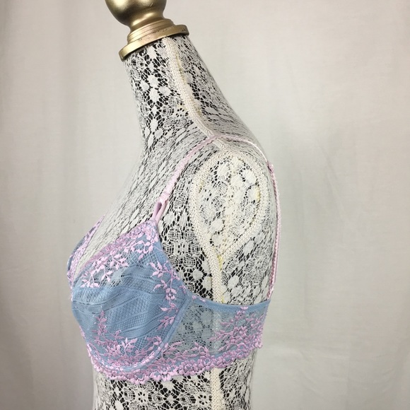 Wacoal Blue & Lavender Embroidered Bra 34D - Picture 3 of 5